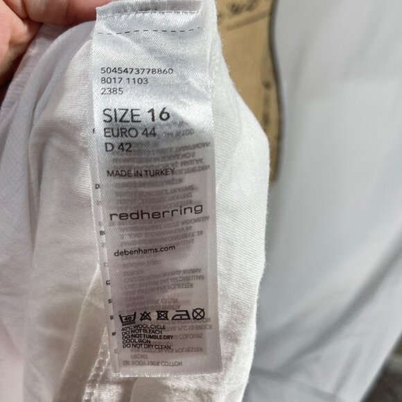 Red herring Knot Front Basic White Tee Size 16 - Picture 7 of 8